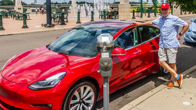 Photo of Tim Benford by the Dayton Daily News and shared by Drive Electric Dayton. 