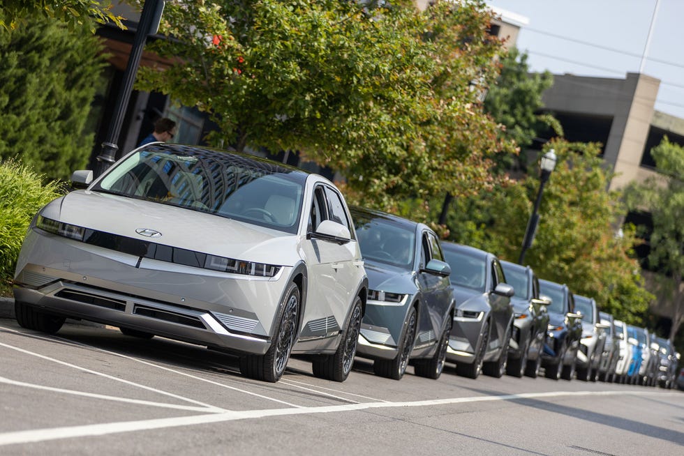 Ionic 5 electric cars in photo from Car and Driver shared by Drive Electric Dayton