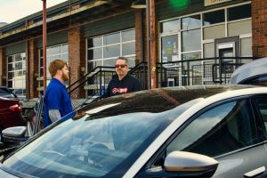 1-DRH_1062 Cars & Coffee at 2nd Street Public Market, Dayton, Ohio, February 26, 2023, photo by Butterfly Effect Photography, shared by Drive Electric Dayton.