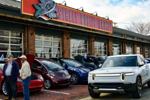 Cars & Coffee at 2nd Street Public Market, Dayton, Ohio, February 26, 2023, photo by Butterfly Effect Photography, shared by Drive Electric Dayton.