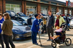 Cars & Coffee at 2nd Street Public Market, Dayton, Ohio, February 26, 2023, photo by Butterfly Effect Photography, shared by Drive Electric Dayton.